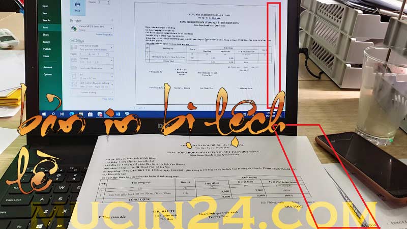 Máy In Ra Bị Lệch Lề Canh Chỉnh Vẫn Không Được- Bản In Có Hàng Chấm Ở Cuối 4 ban in bi lech le ban in co hang cham o cuoi trang